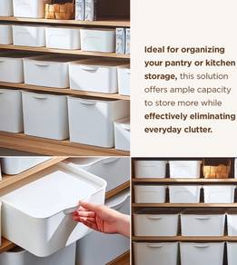 White Japanese-Style Lidded Storage Box L size