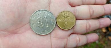 Antik malaysia coin syiling rm1 dan rm5