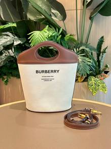 Burberry Small Pocket Bucket Bag Two-Tone Canvas