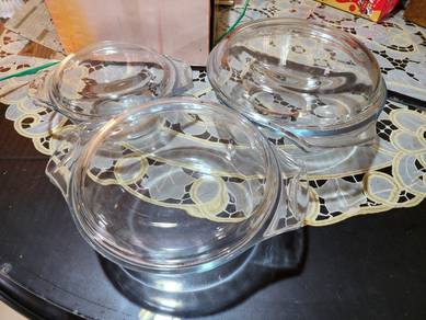 New Plrex glass casseroles set of 3