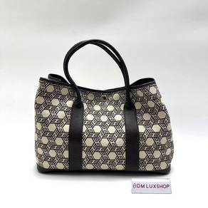 Preloved Hermes Canvas / Dark Brown Leather Garden