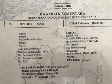 Tanah Lot Banglo Kg Chendering Permatang Badak Kuantan Untuk Dijual
