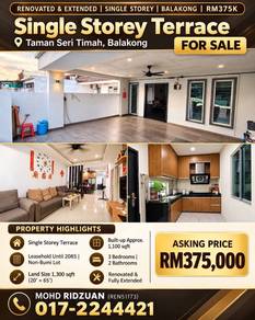 EXTENDED Single Storey Terrace, Taman Seri Timah, Balakong FOR SALE