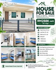 Rumah Teres Setingkat untuk Dijual di Kuala Ketil