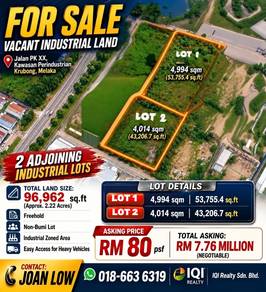 Melaka Krubong BELOW BANK VALUE 2.22 acres FREEHOLD Industrial Land