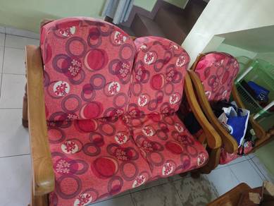 1 Wooden Sofa with Cushion