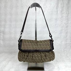 Fendi Zucca Canvas Chef Brown Shoulder Bag