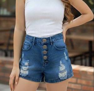 Distressed Denim Shorts