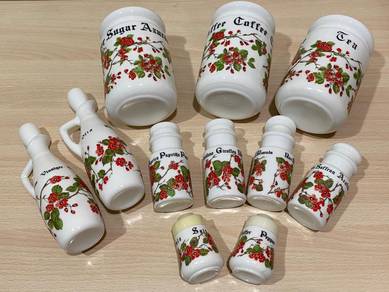 Floral Kitchen Canisters and Cruets Set
