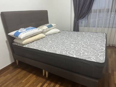 Bed frame with mattress. Free 4 pillows