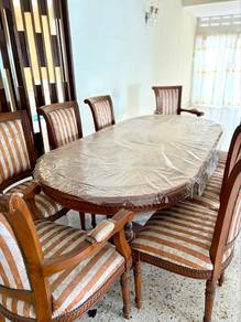 Solid hardwood dining table with 8 chairs