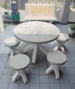 Stone Table, Stools & Bench – Sold Separately