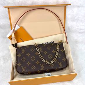 LV Brown Monogram Pochette Accesoires with strap