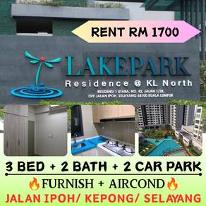 RENT🔥 LakePark Residence |Selayang |Gombak |3R2B |below 2K