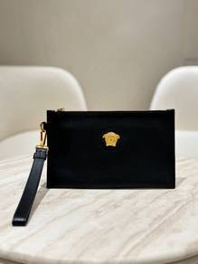 Versace La Medusa Leather Pouch Clutch