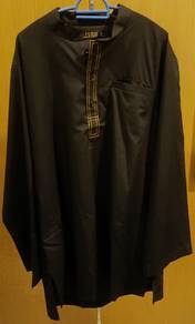 Black Kurta Long Sleeve Men Traditional Top