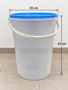 Felton Large Clear Plastic Bucket with Blue Lid