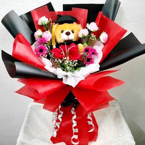 Artificial Flower &Convo Bear Hand Bouquet 