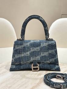 Balenciaga Hourglass BB In Blue Monogram Denim