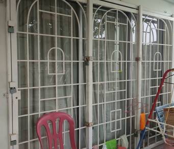 6 x 9 feet-3 panel Metal Grill and Sliding Door