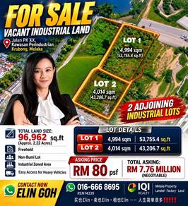 Melaka Krubong Freehold Industrial Land 2.22 Acres 2 Lots