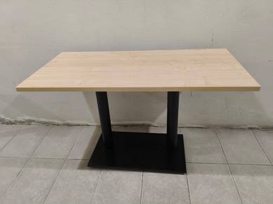 Strong!Light Wood Table with Black Metal Base 120×