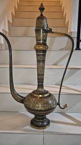 Large Handcrafted Brass Aftaba Ewer / Vintage 