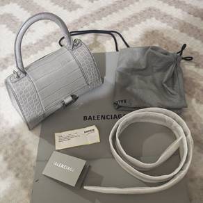 Balenciaga Calfskin Crocodile Embossed Small Hourg