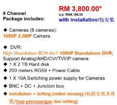 8 channel CCTV camera, Alarm, Door Access etc