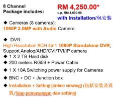 8 channel CCTV camera, Alarm, Door Access etc