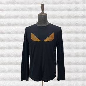 Fendi Yellow Bug Eyes L/S Black Tee