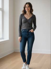 Cotton On Grey Ribbed Tight Top Long Sleeve Women