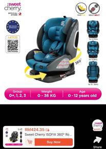Preloved sweet cherry ISOFIX baby car seat