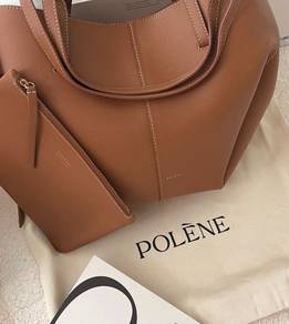 Polène Cyme Mini Camel Textured Leather Tote Bag