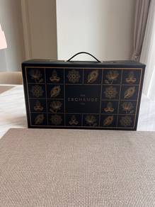 3-piece glass canister set with a gold stand