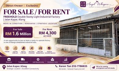 Double Storey Light Industrial Factory For Sale @ Off Jalan Kapar