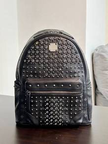 MCM Diamond Visetos Backpack Black Crystal Studs