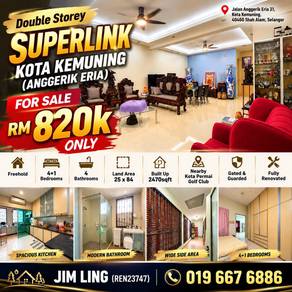 Double Storey Superlink Kota Kemuning (Eria) 25x84, Gated & Guarded