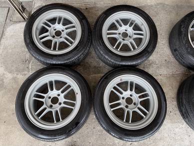 Rim enkei rpf1 15 inch myvi alza vios city tyr 90%