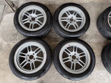 Rim enkei rpf1 15 inch myvi alza vios city tyr 90%