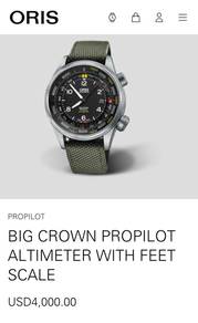 ORIS Big Crown PROPILOT ALTIMETER Feet Scale 47mm