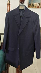 Men's Premium Navy Blue Wool Overcoat / Long Blaze