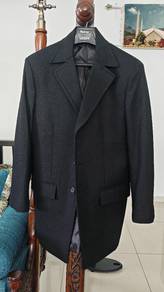 Unused Custom Black Wool-Blend Overcoat / Long Bla