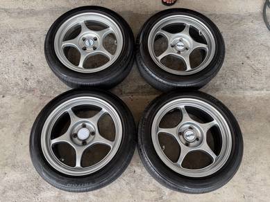 Rim enkei rpo1 16 inch tayar 95% wira blm alza flx