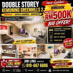 [Best Value, Cheapest] 2 storey Kemuning Greenhills 2, Kota Kemuning