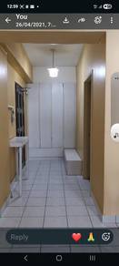 Corner unit.  Big. Breezy. Bright.  Full kitchen cabinets.  AirCond.