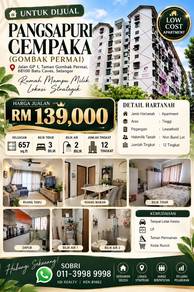 0 DEPO & FULL LOAN Pangsapuri Cempaka, Gombak Permai BELOW MV TERMURAH