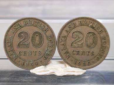 Malaya and British Borneo 20 Cents Coins 1954&1956