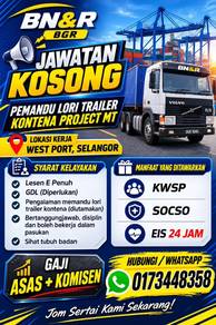 Jawatan kosong pemandu lori trailer kontena