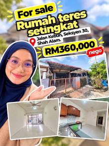 Termurah! Teres Setingkat Jalan Kebun, Seksyen 30, Shah Alam